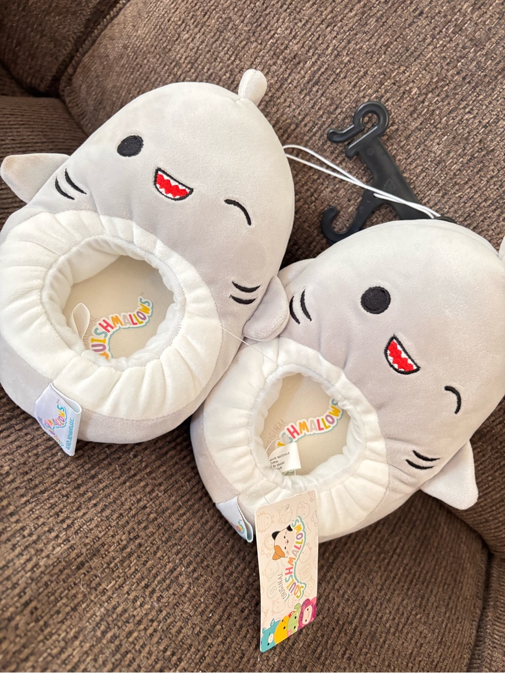 Squishmallows Gray Shark Plush Kids Slippers